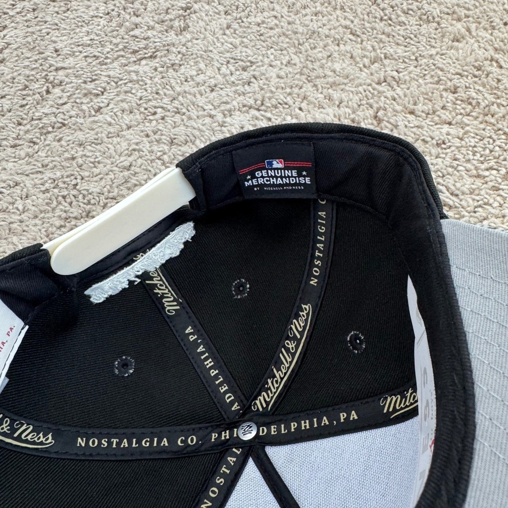 New York Yankees Hat Mitchell Ness Black Gray Palm Leaf‎ Snapback Pro Pinch Cap - Picture 6 of 9